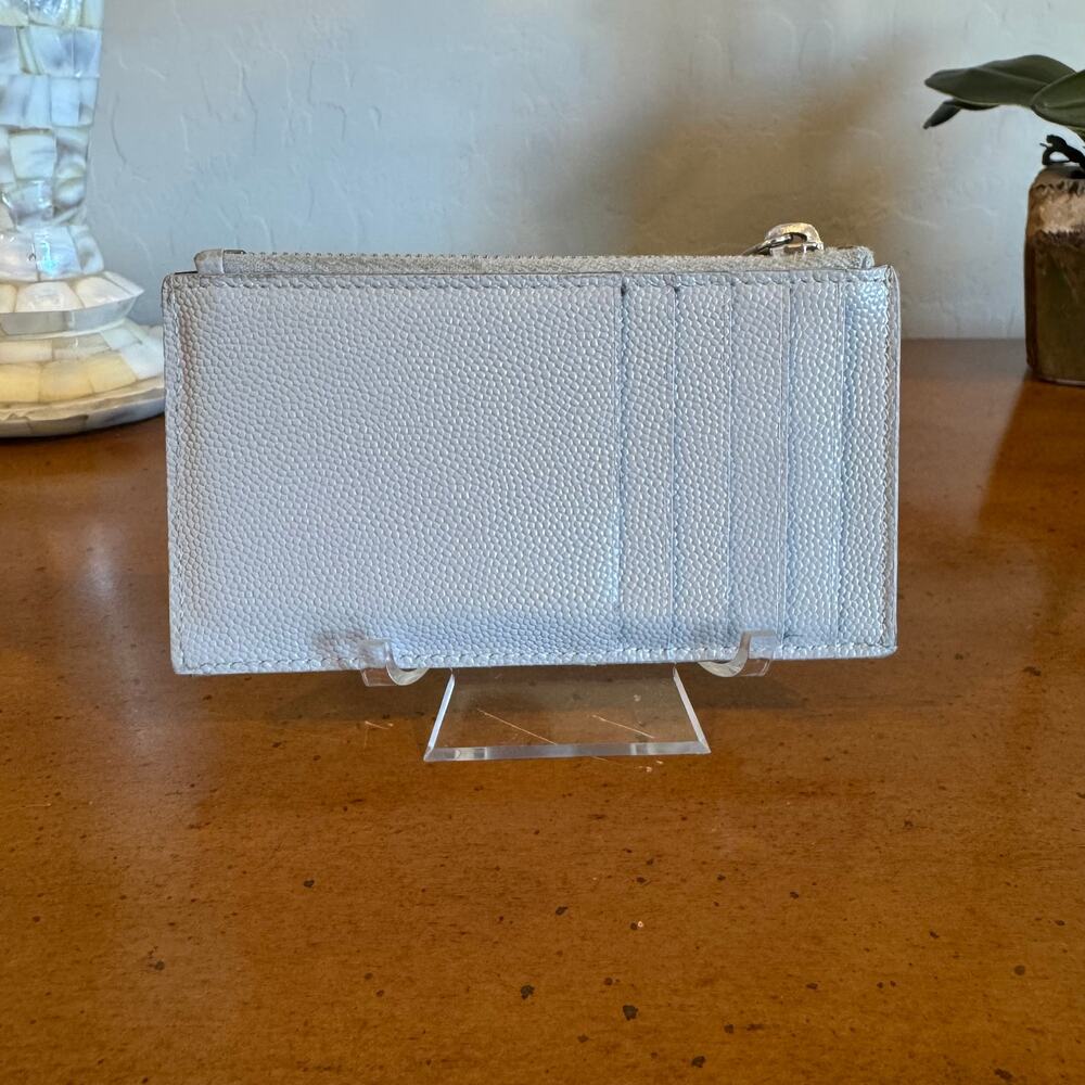 Saint Laurent YSL Cassandra Gray Leather Coin Purse Wallet - Picture 5 of 13